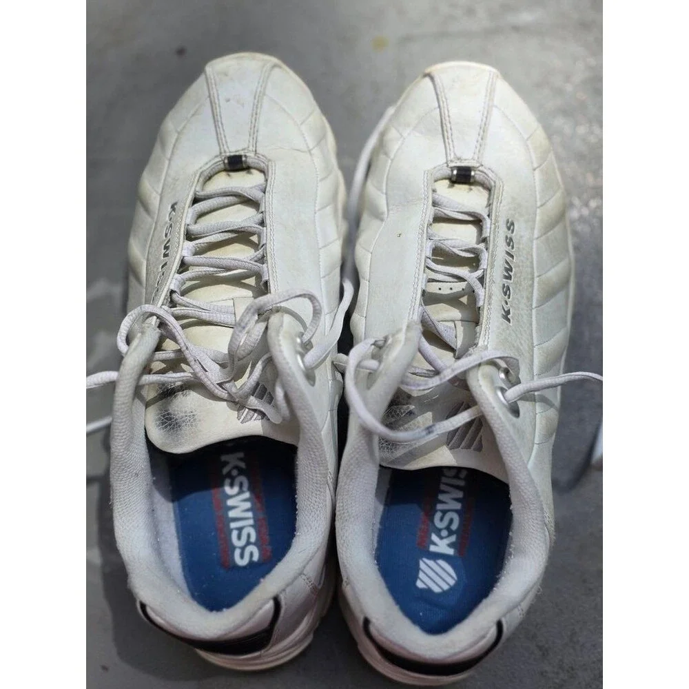 Vintage K-Swiss Tubes White Leather Sneakers - Early 2000s Athletic Shoes